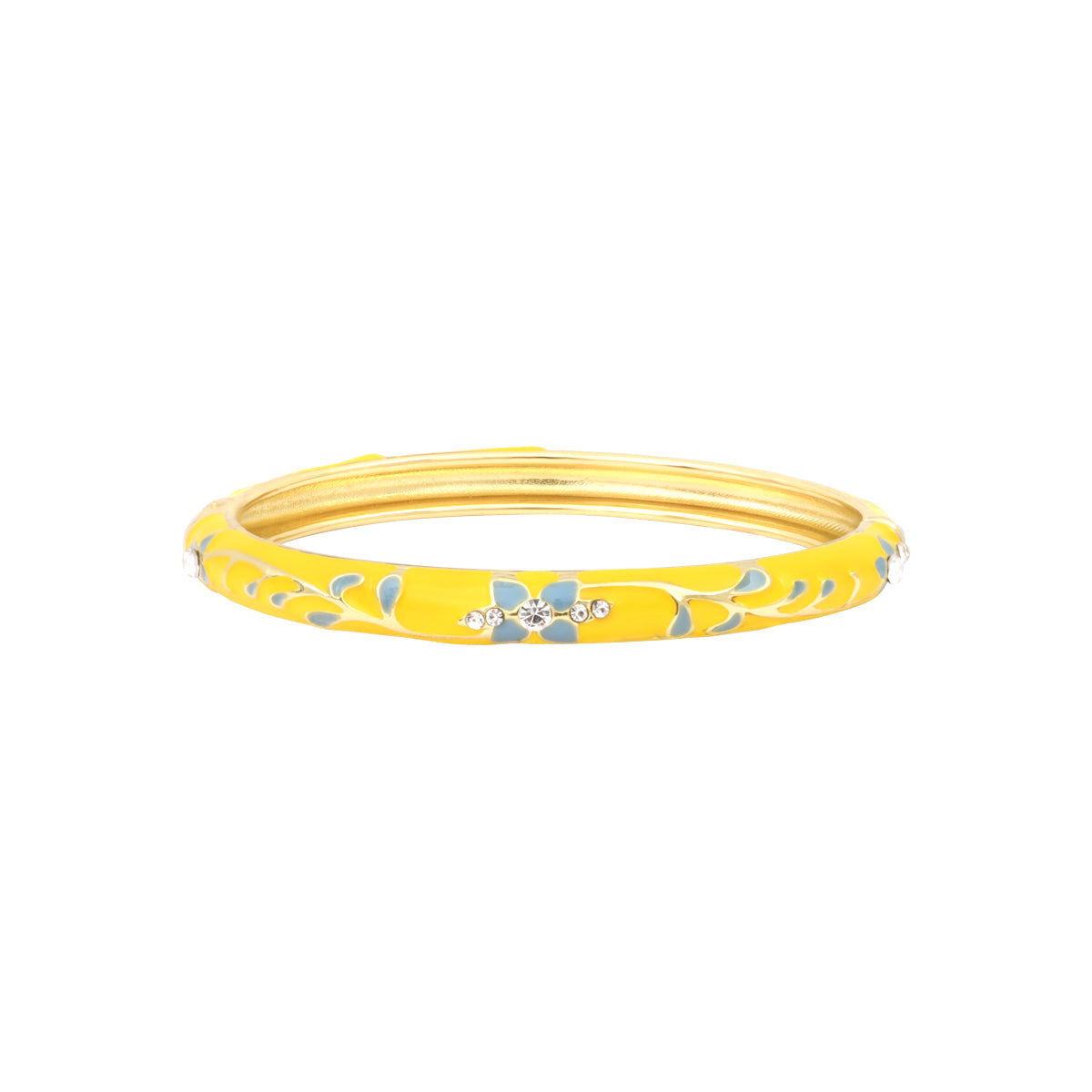 Bracelet Pattani jaune en laiton doré et émail – vue de face