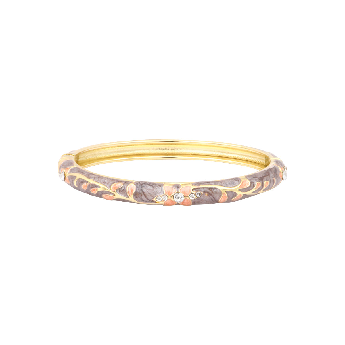 Bracelet Pattani mauve en laiton doré et émail – vue de face