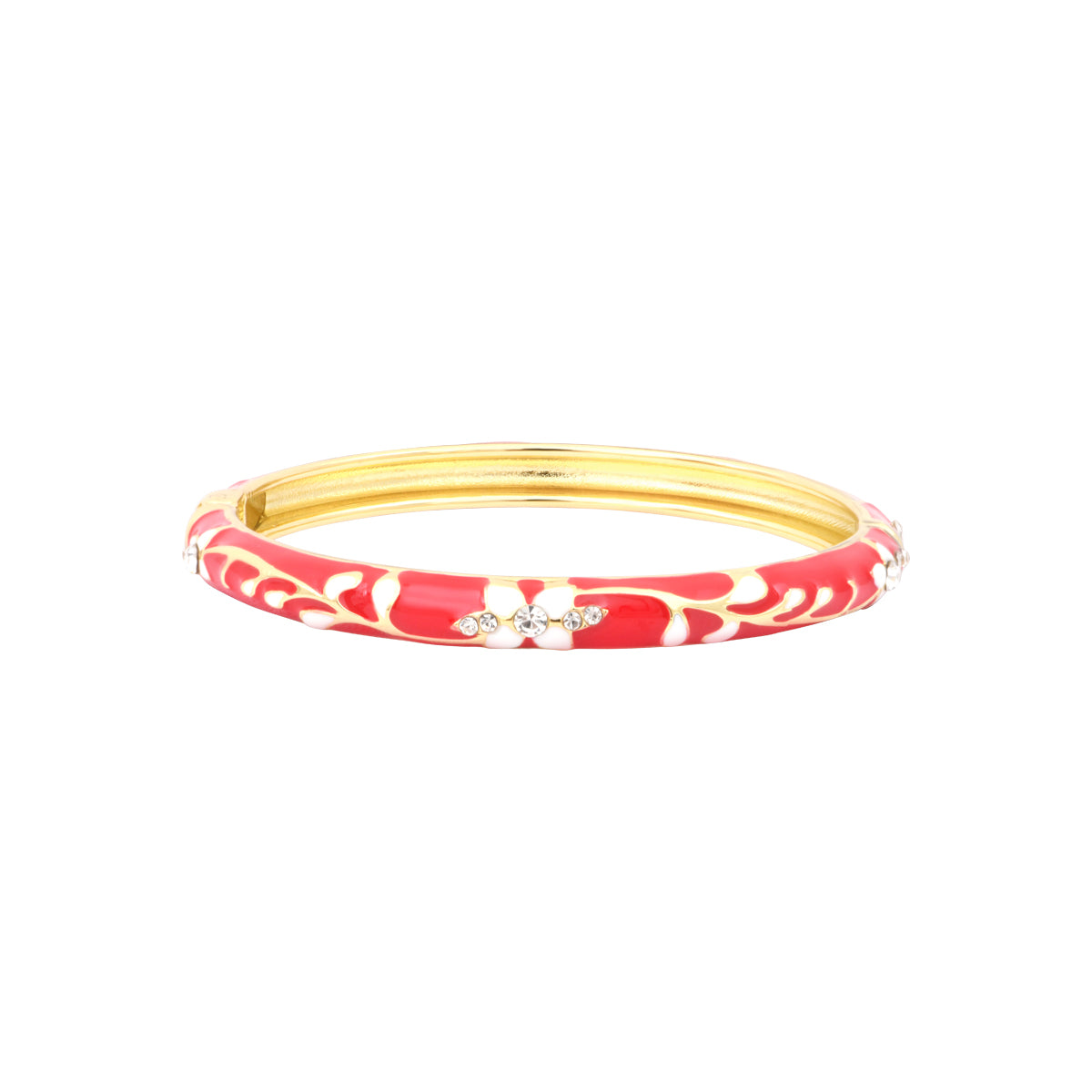 Bracelet Pattani rouge en laiton doré et émail – vue de face