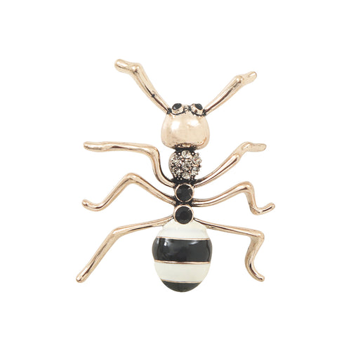 White Black Ant Brooch