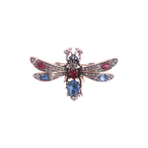 Red and Blue Dragonfly Brooch