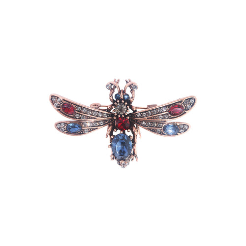 Broche Libellule Rouge et Bleue