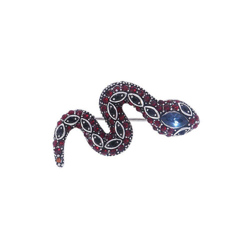 Rhodium Plated Snake Brooch