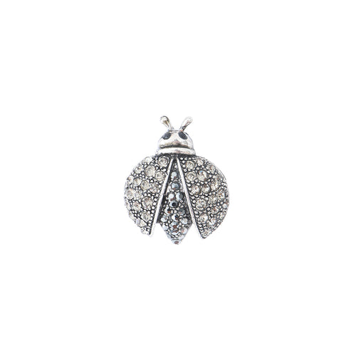 Ladybug Brooch White Gray