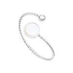 Bague Soline en acier argenté, nacre blanche – vue d'ensemble