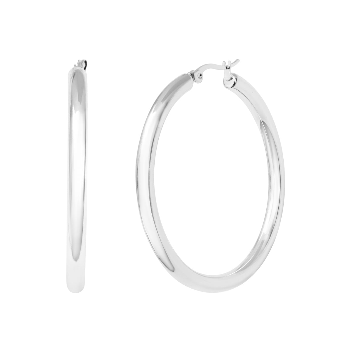 Boucles d'oreilles Mélusine en acier argenté – vue d'ensemble