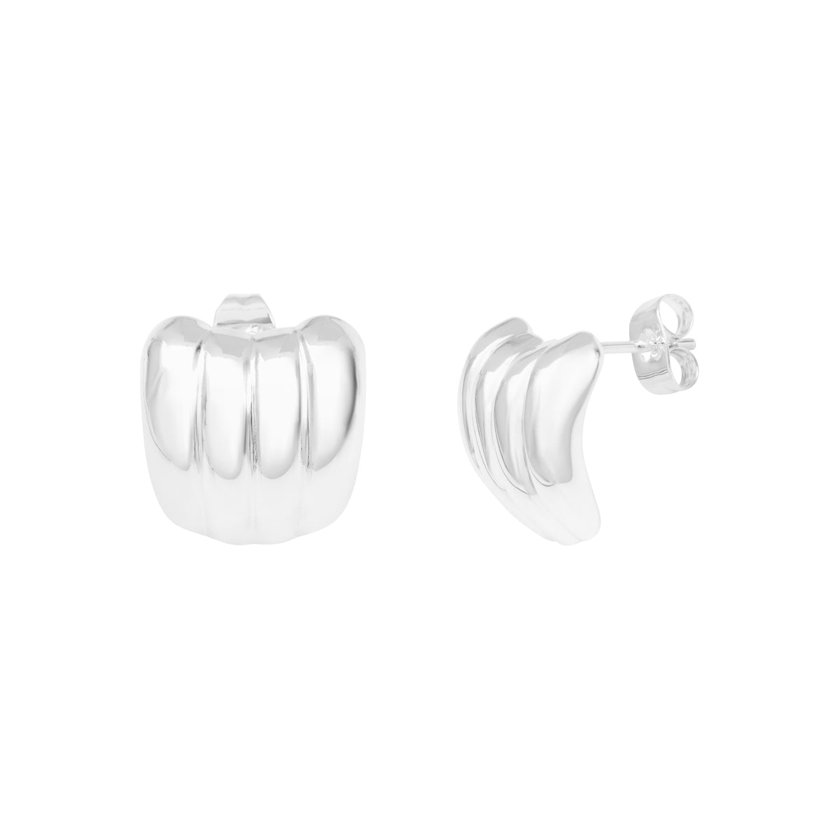 Boucles d'oreilles Pandore en acier argenté – vue d'ensemble