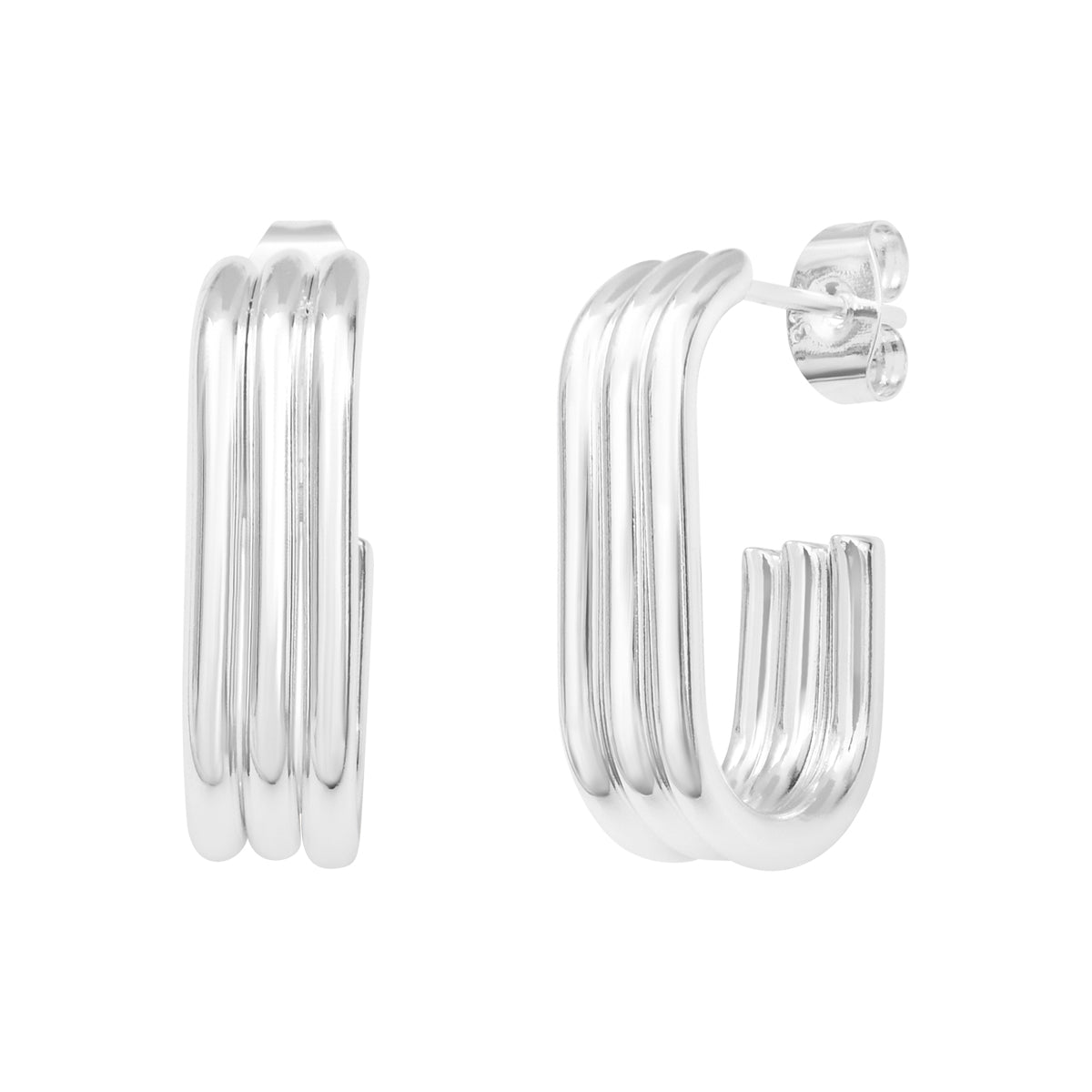 Boucles d'oreilles Thalie en acier argenté – vue d'ensemble