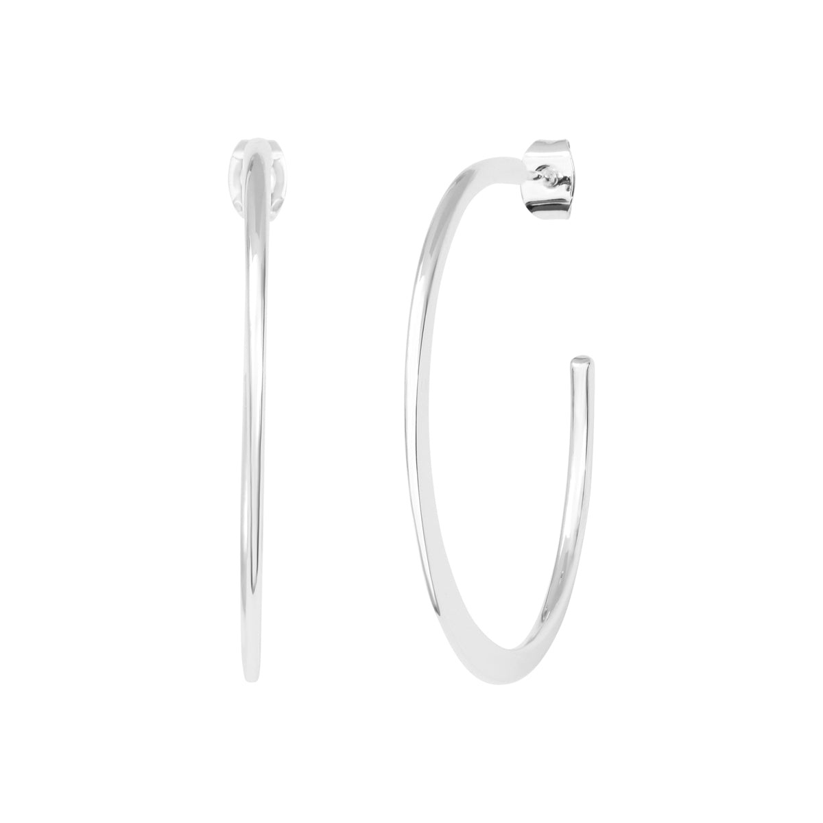 Boucles d'oreilles Valkyrie en acier argenté – vue d'ensemble