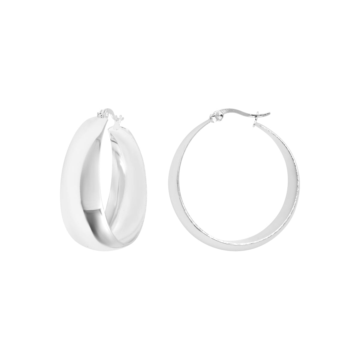 Boucles d'oreilles Anémone en acier argenté – vue d'ensemble
