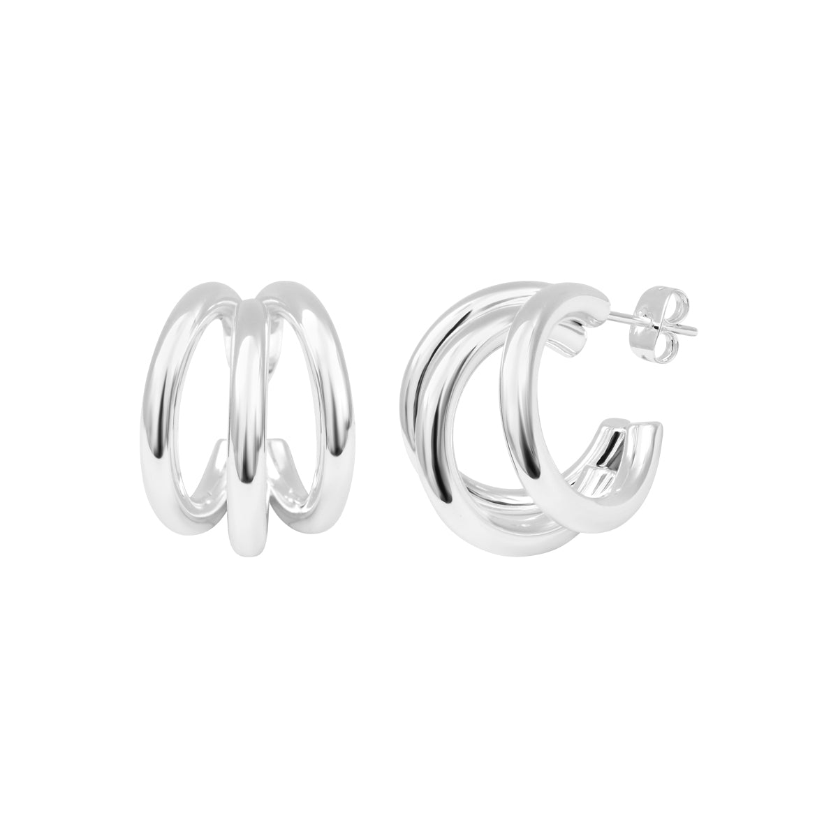 Boucles d'oreilles Célestine en acier argenté – vue d'ensemble