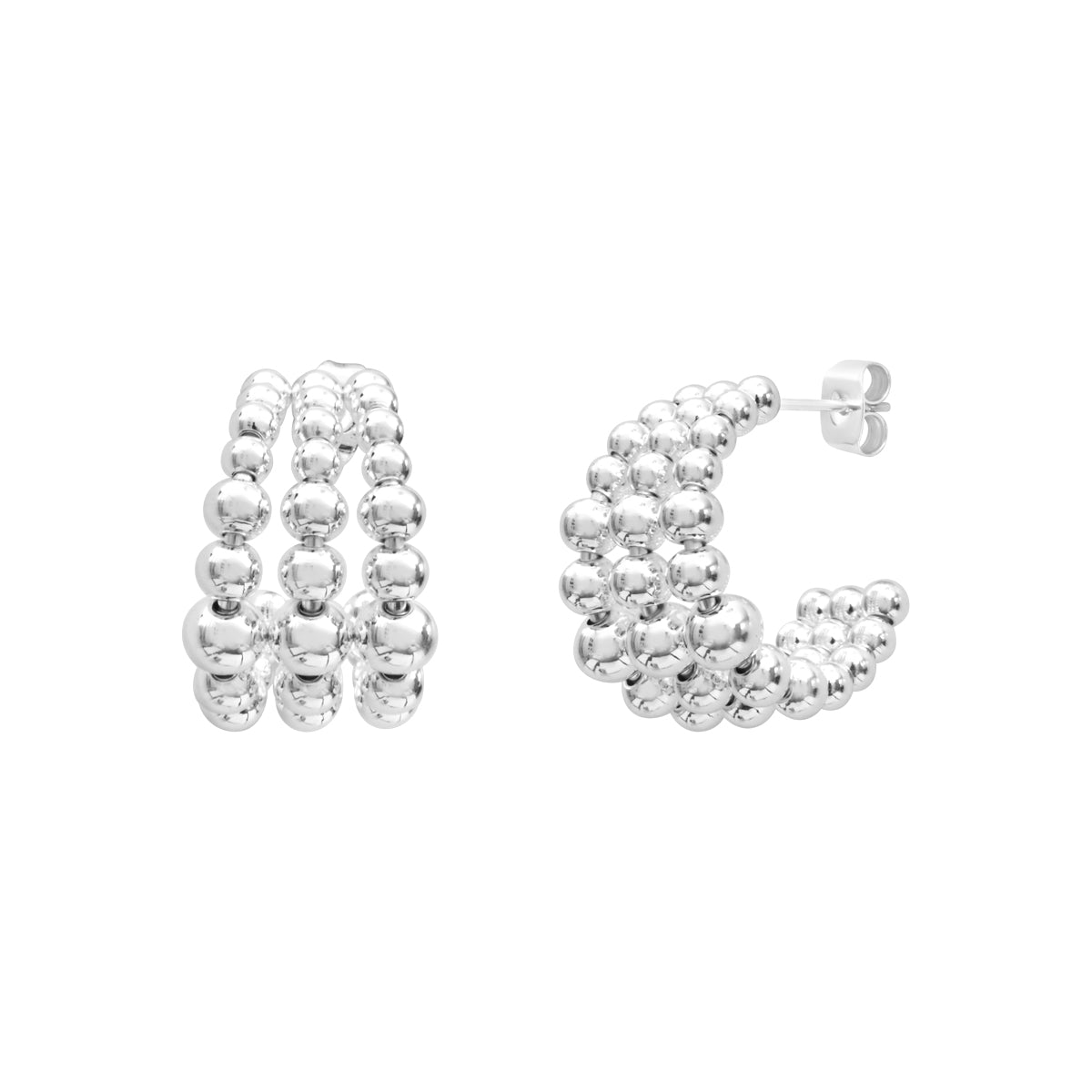 Boucles d'oreilles Éloïse en acier argenté – vue d'ensemble