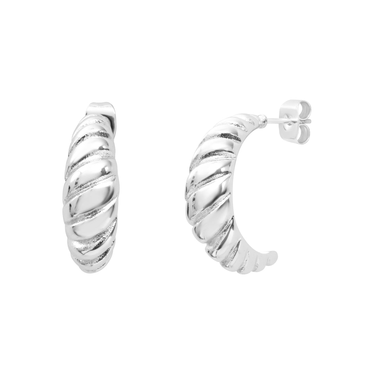 Boucles d'oreilles Esmée en acier argenté – vue d'ensemble
