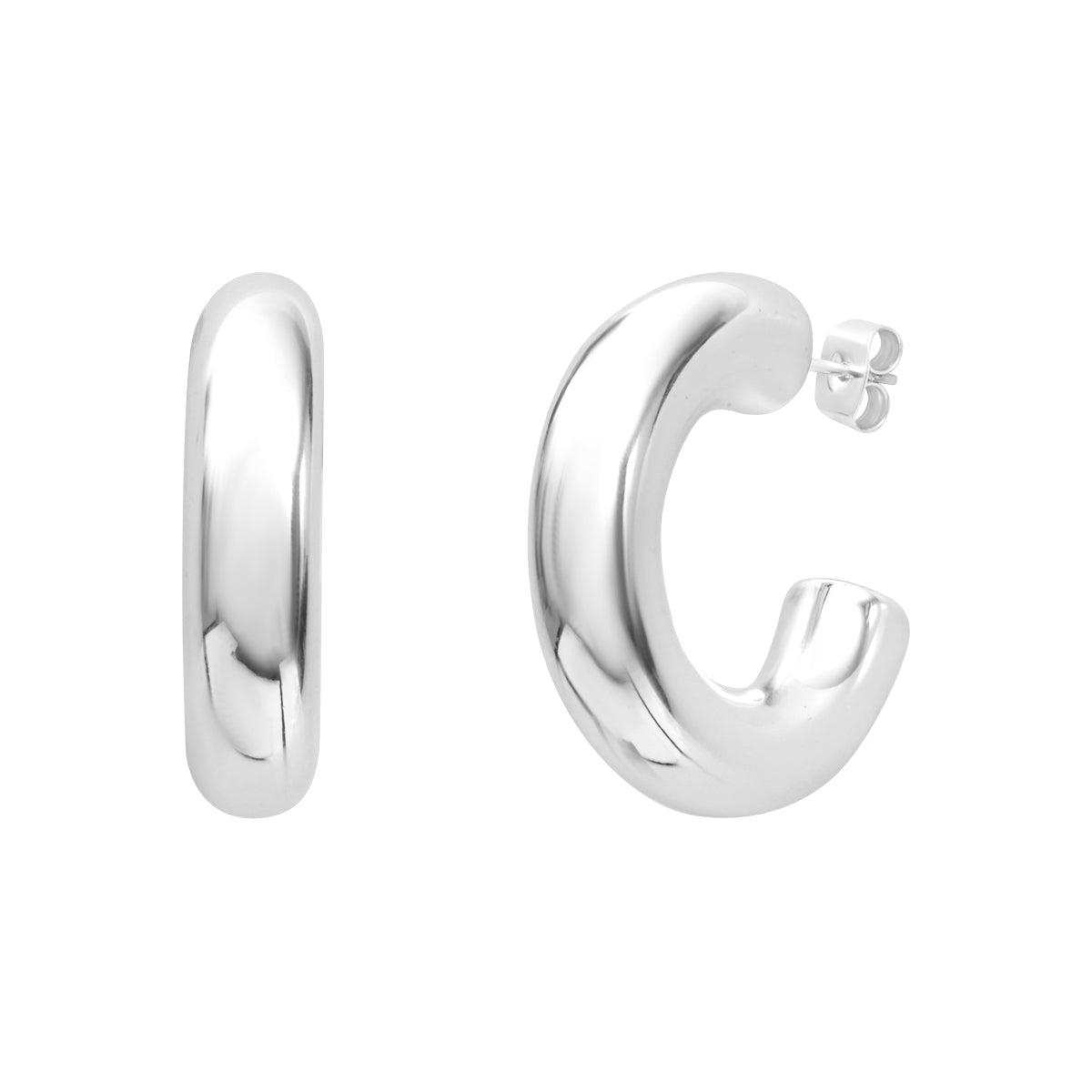 Boucles d'oreilles Faustine en acier argenté – vue d'ensemble