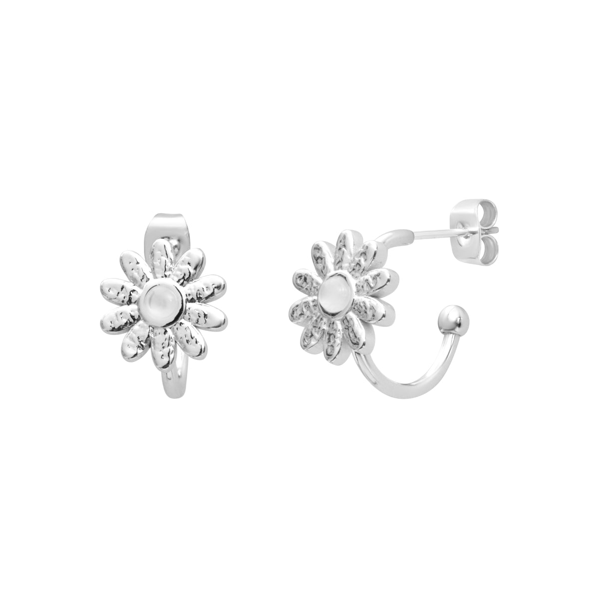 Boucles d'oreilles Léonore en acier argenté – vue d'ensemble