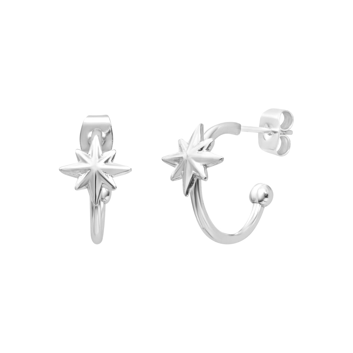 Boucles d'oreilles Lison en acier argenté – vue d'ensemble