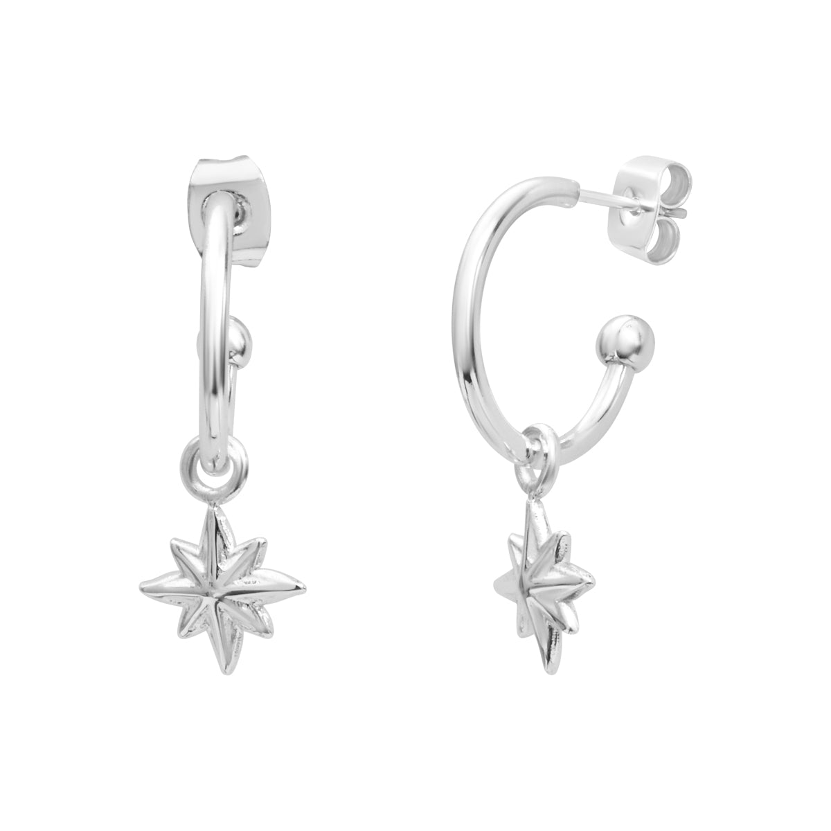 Boucles d'oreilles Rosalie en acier argenté – vue d'ensemble