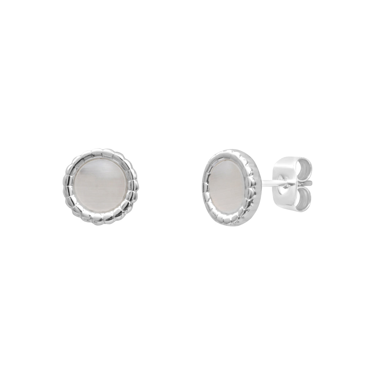 Boucles d'oreilles Joy en acier argenté – vue d'ensemble