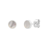 Boucles d'oreilles Lana en acier argenté, nacre blanche – vue d'ensemble