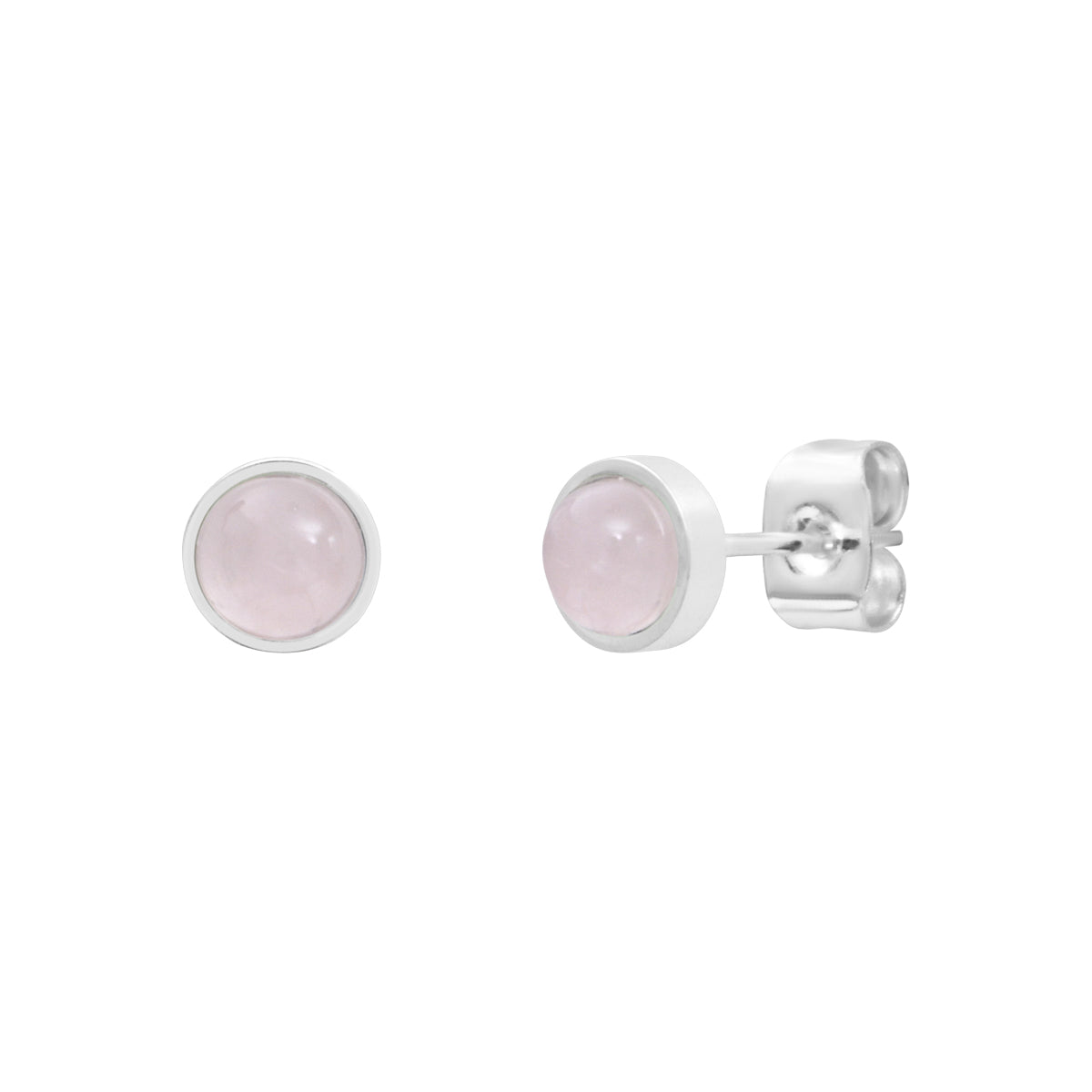 Boucles d'oreilles Lana en acier argenté, quartz rose – vue d'ensemble