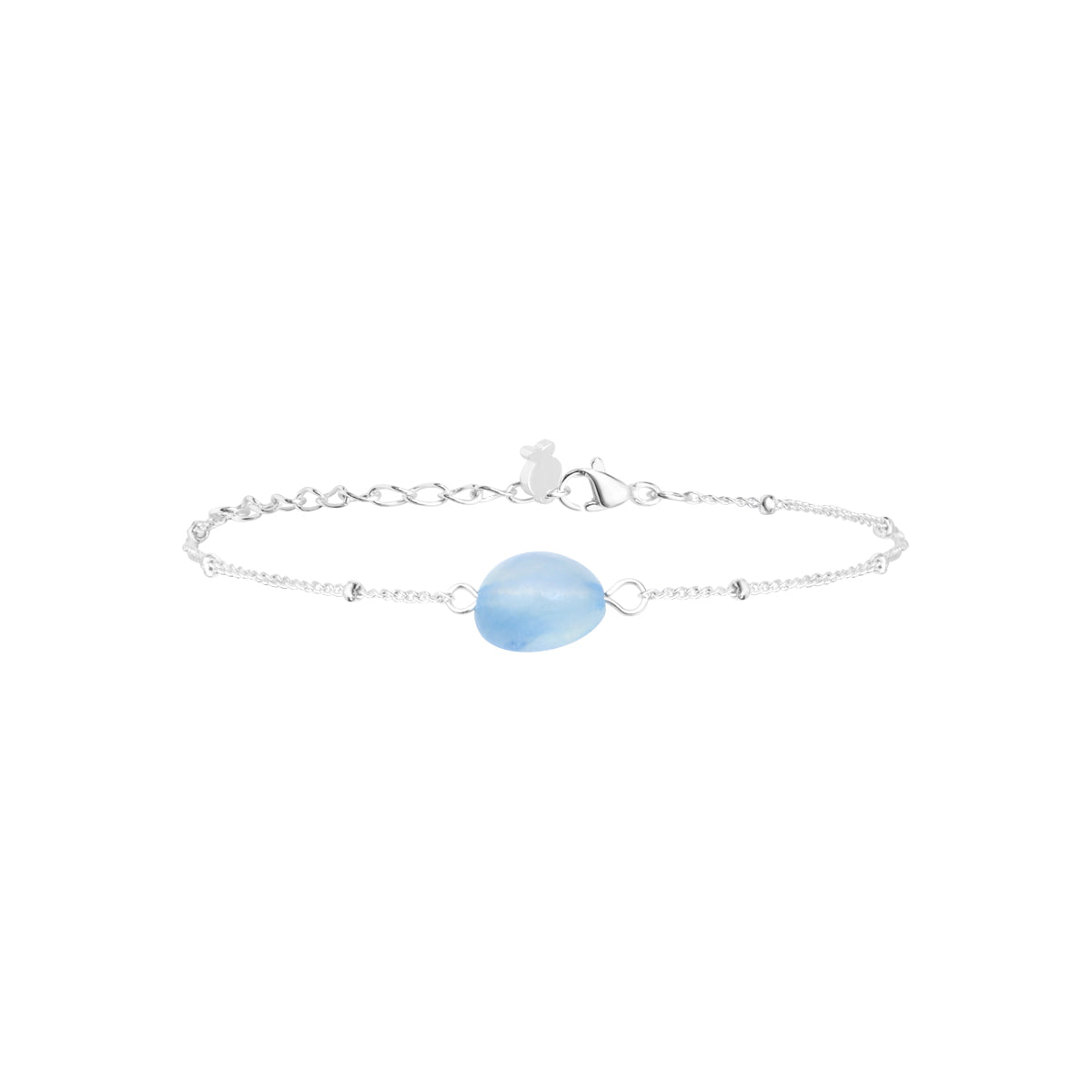 Bracelet Una en acier argenté, aigue marine – vue d'ensemble