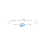 Bracelet Una en acier argenté, aigue marine – vue d'ensemble