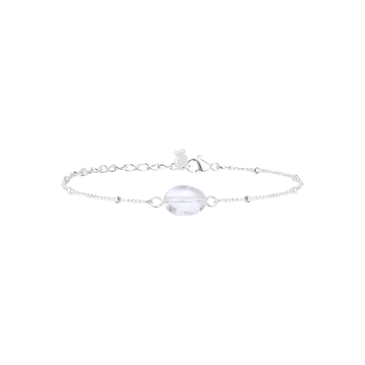 Bracelet Una en acier argenté, quartz blanc – vue d'ensemble