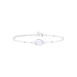 Bracelet Una en acier argenté, quartz blanc – vue d'ensemble