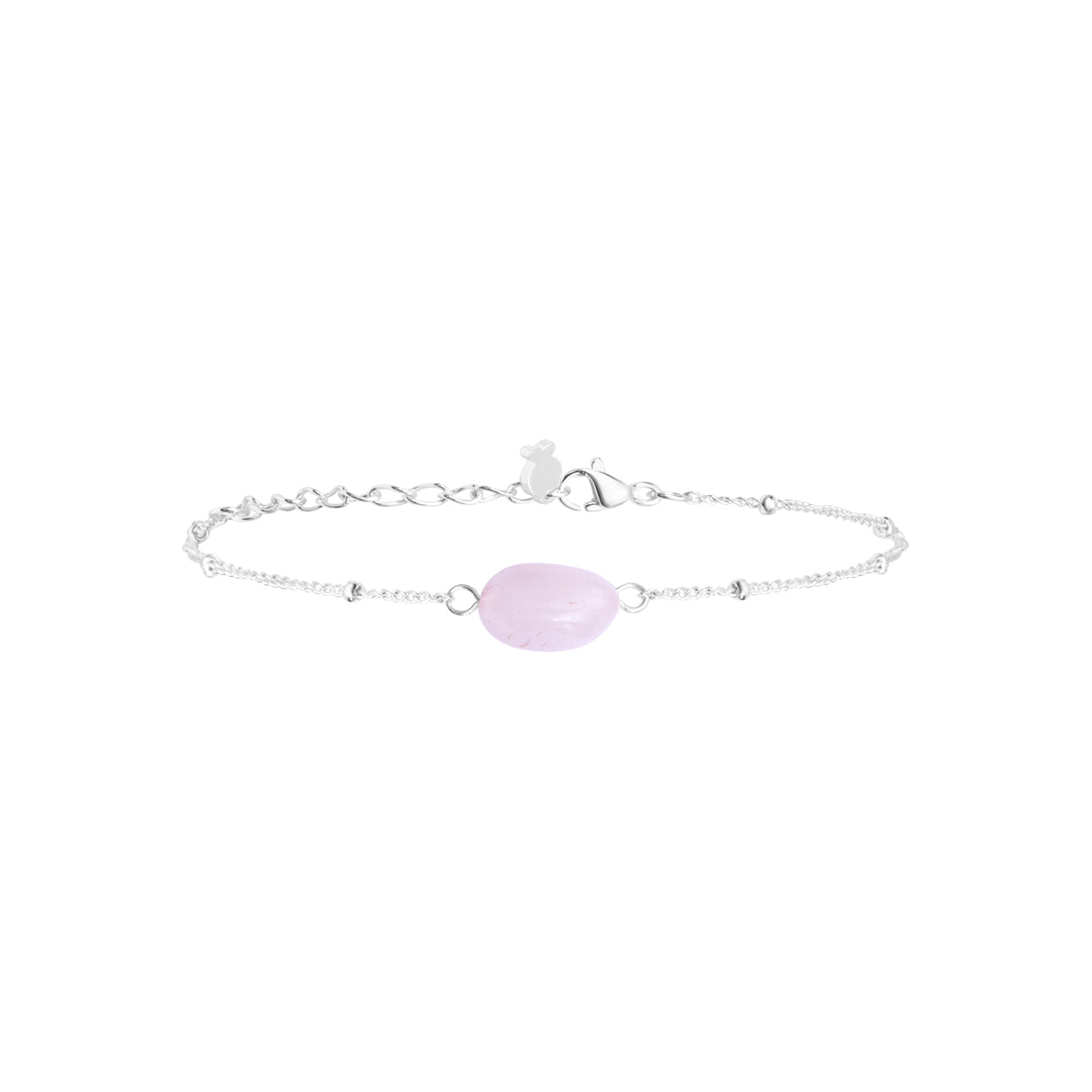 Bracelet Una en acier argenté, quartz rose – vue d'ensemble