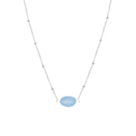 Collier Una en acier argenté, aigue marine – vue rapprochée