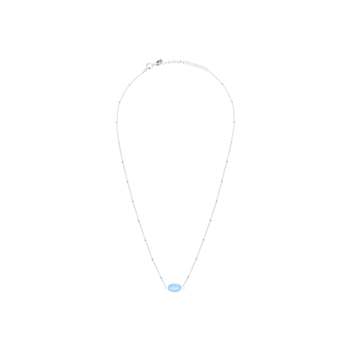Collier Una en acier argenté, aigue marine – vue d'ensemble