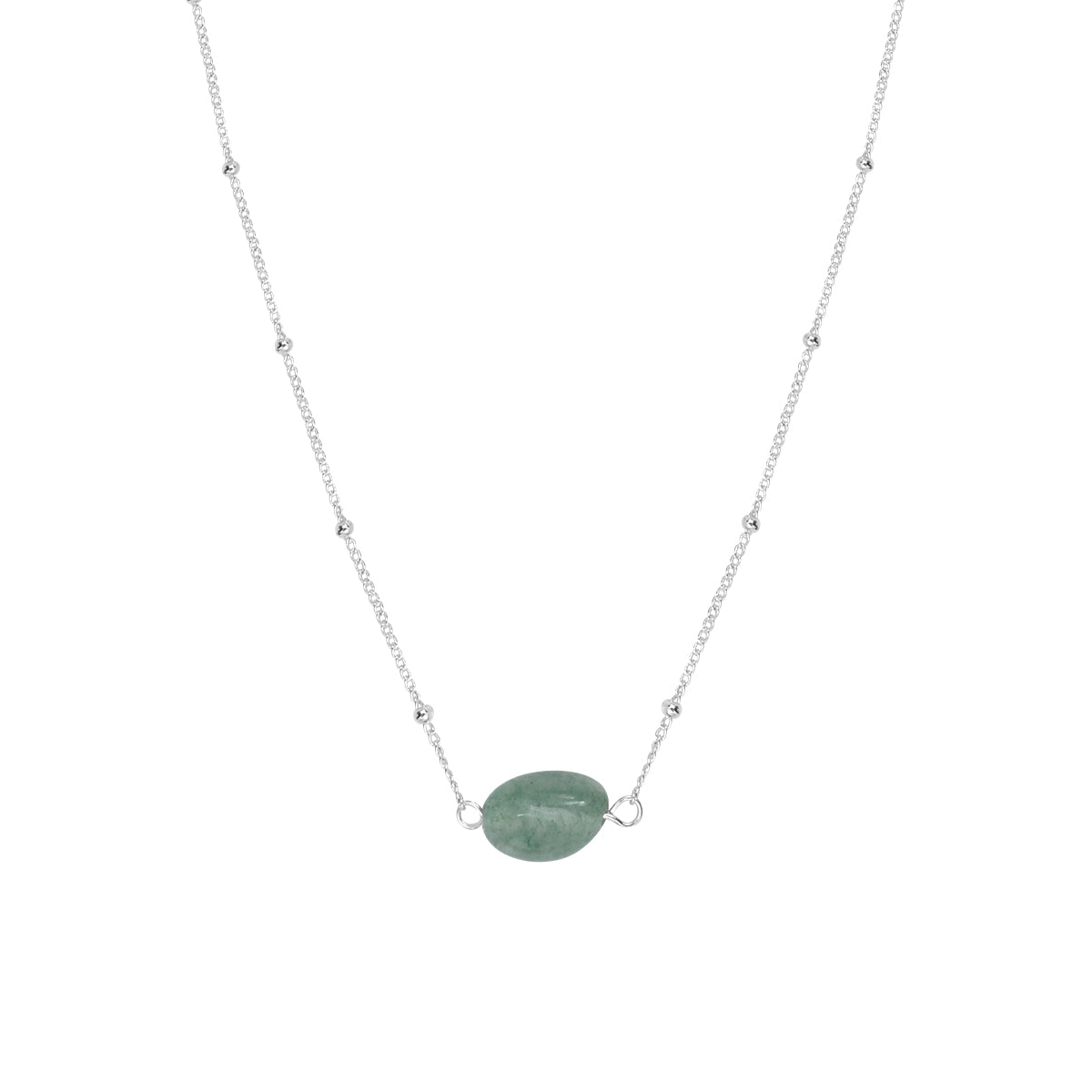 Collier Una en acier argenté, aventurine – vue rapprochée