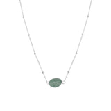 Collier Una en acier argenté, aventurine – vue rapprochée