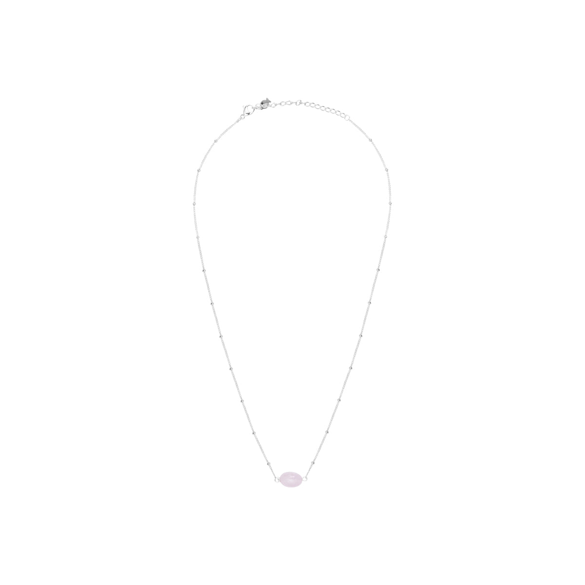 Collier Una en acier argenté, quartz rose – vue d'ensemble