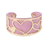Manchette Cleo en laiton doré + cuir synthétique rose