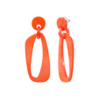 Orange acetate steel rectangle earrings