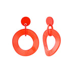 Round Earrings Steel Acetate Orange Red