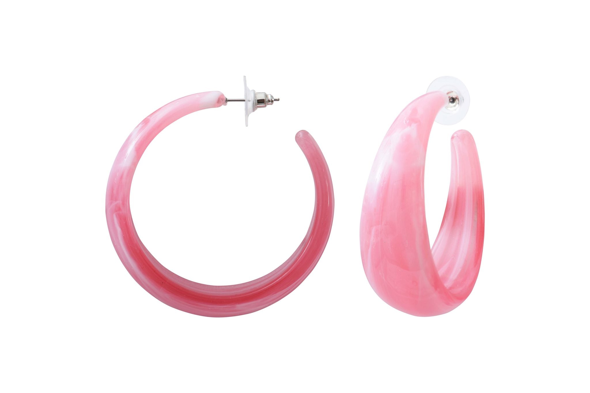 Boucles d'oreilles acétate fuchsia acier