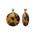 Boucles d'Oreilles métal doré acétate façon écaille de tortue