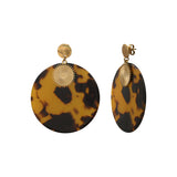 Boucles d'Oreilles métal doré acétate façon écaille de tortue