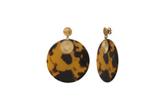 Tortoiseshell acetate gold metal earrings