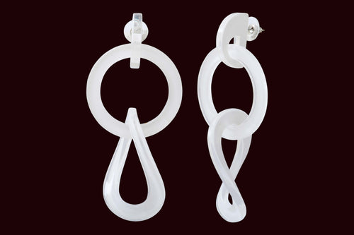 Steel white acetate earrings