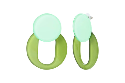 Green acetate steel earrings