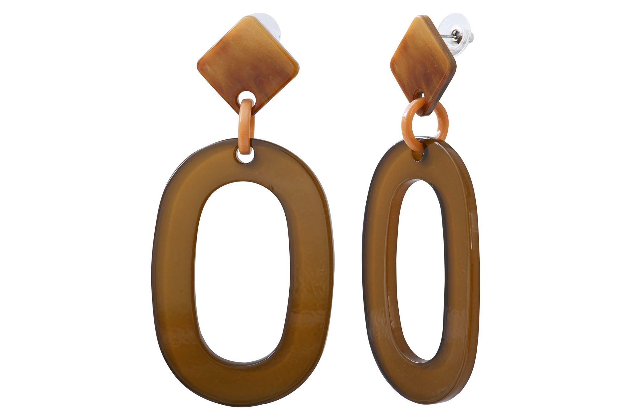 Boucles d'oreilles acier acétate marron