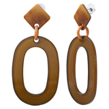 Boucles d'oreilles acier acétate marron