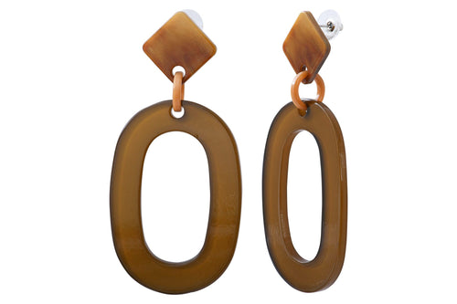 Brown acetate steel earrings