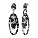 Boucles d'Oreilles Acier acétate tigré noir