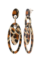 Black brown tiger acetate steel earrings