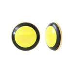 Boucles d'Oreilles clio métal doré résine noire jaune