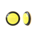 Boucles d'Oreilles clio métal doré résine noire jaune